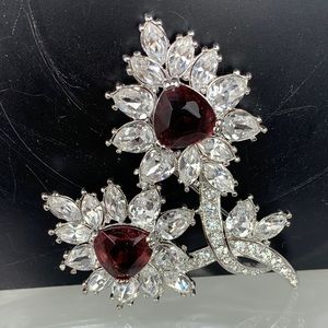Nolan Miller Purple Rhinestone Flower Brooch